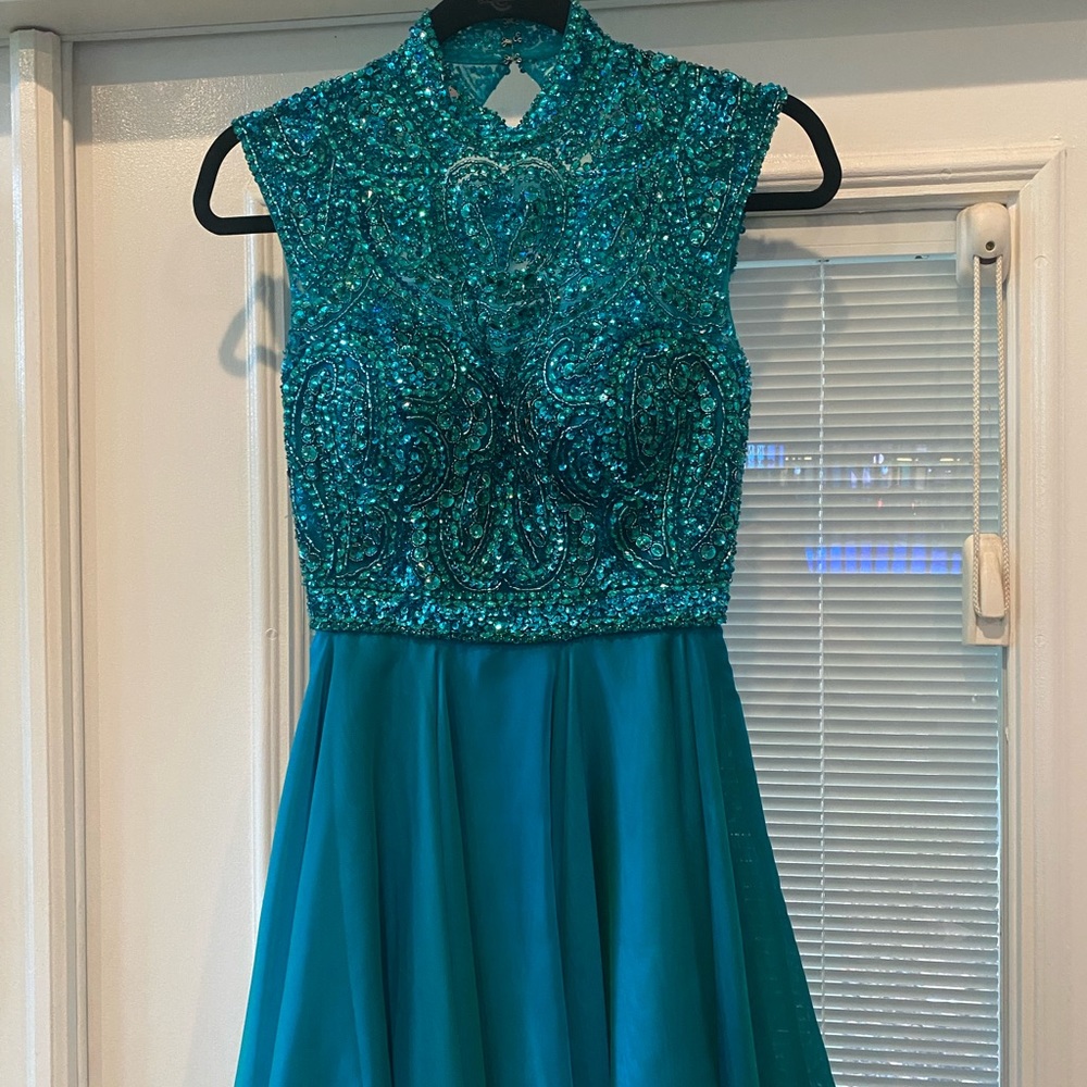 Sherri Hill Homecoming Dress. Teal size 0.